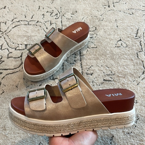 MIA Shoes - Mia Kely Platform Sandal Boho Neutral Espadrille Slides
